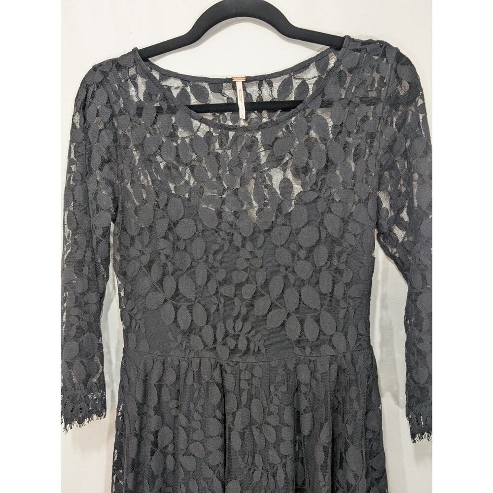 Free People Queen’s Love Lace Fit & Flare Dress Black Size 2 - Picture 2 of 7